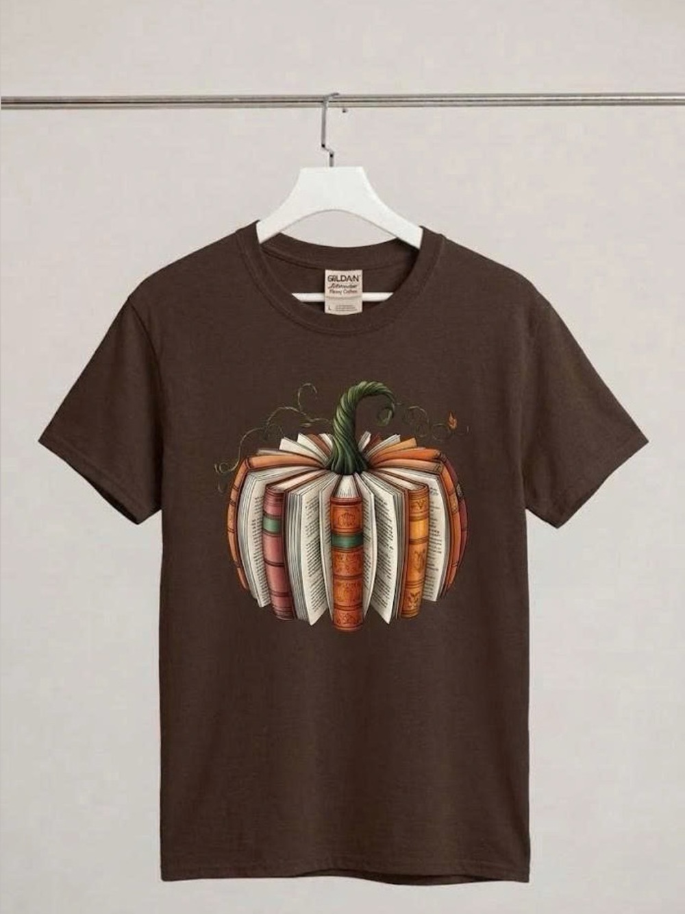 Book Pumpkin Fall Graphic T-Shirt Cozy Bookish Autumn Tee